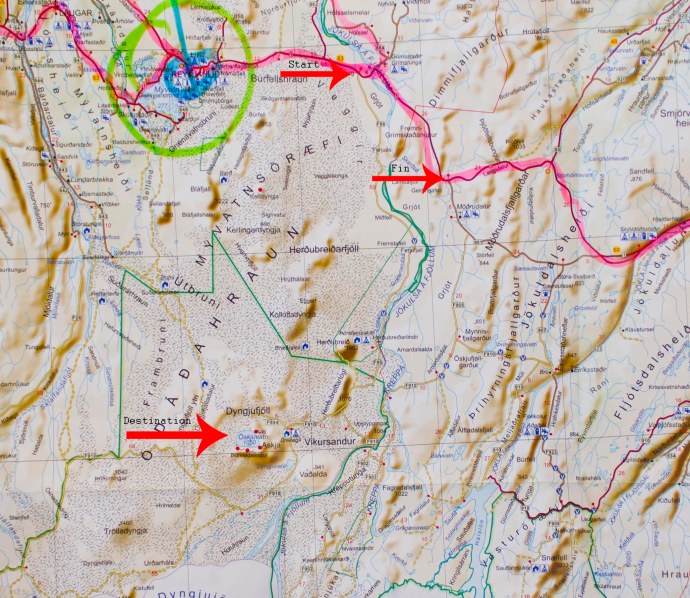 A map of our trek into the dark interior.