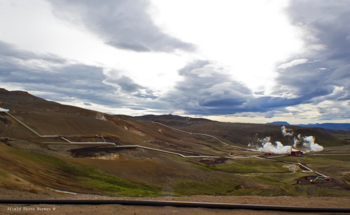 Pipes leading to and from hot spots around the Krafla crater.